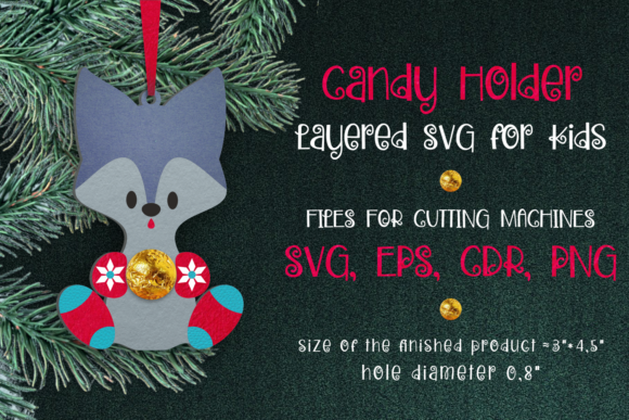 Candy Holder Christmas Ornament Wolf SVG